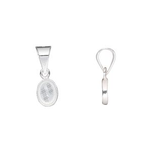 Pendant, sterling silver, 7x5mm oval setting. Sold per pkg of 2.