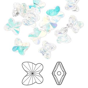 Bead 12pk crystal AB, Crystal Passions® 8x7mm butterfly 5754