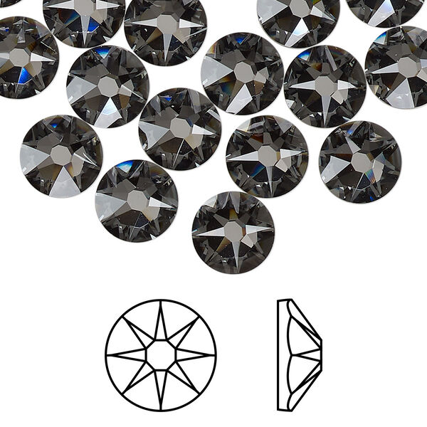 Flat back 12pk crystal silver night foil back, Crystal Passions® 8.412-8.672mm rose round SS40 2088 image number 0