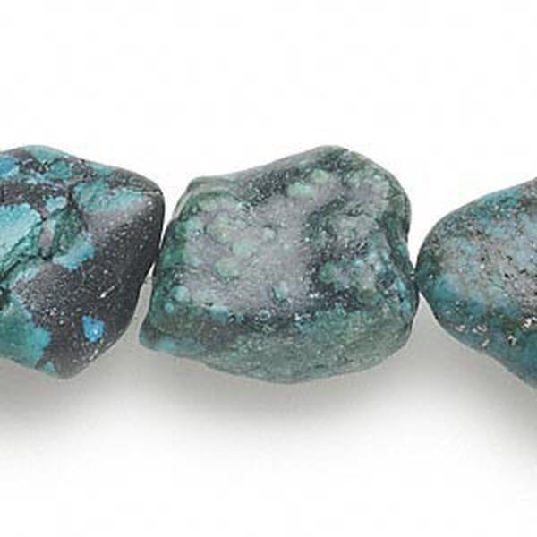 Turquoise 1pkg1, flat nugget bead C grade, 15 inch large image number 0