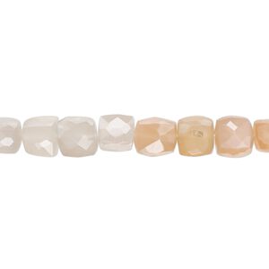 Multi-moonstone 1pkg1, hand-cut faceted cube bead natural 10 inch 6x6mm-8x7mm