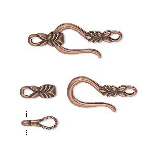 Clasp hook&eye 1pkg1 copper-plated, 21x9mm double-sided, antique brass JBB Findings 1-strand