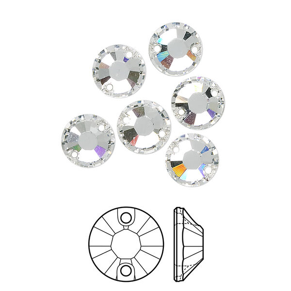 Sew-on 6pk crystal foil back, Crystal Passions® 8mm flatback 3204 image number 0