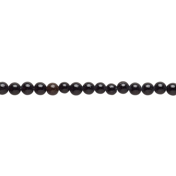 Bead, black onyx (dyed), 3-4mm round, C- grade, Mohs hardness 6-1/2 to 7. Sold per 15-inch strand. image number 0