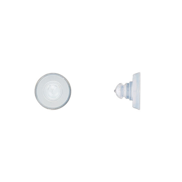 Earnut, silicone, clear, 8x6mm disc. Sold per pkg of 100 pairs. image number 0