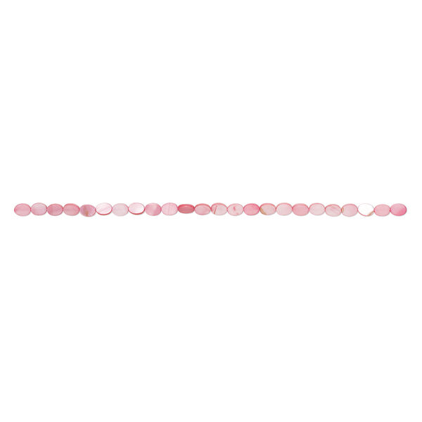 Mother-of-pearl shell 1pkg1, flat oval bead 15 inch pink rose 10x8mm image number 1