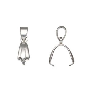 Bail, ice-pick, stainless steel, 19x5.5mm with 9mm grip length and soldered bail. Sold per pkg of 4.