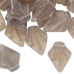 Bead, glass, transparent smoke, 19x15mm kite. Sold per pkg of 50.