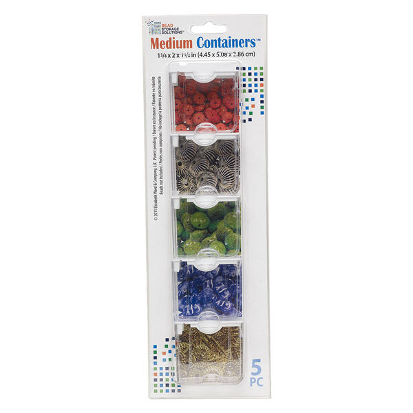 Organizer, Medium Containers™, Bead Storage Solutions™, plastic, clear and opaque off-white, 2 x 1-3/4 x 1-1/8 inches. Sold per 5-piece set. image number 2