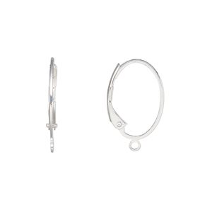 Ear wire leverback 1pkg100 silver-plated, 19.5mm oval / open loop / flat wire, brass 50 pair
