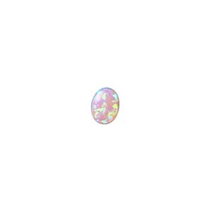 Cabochon, "opal" (silica and epoxy) (man-made), pink, 8x6mm calibrated oval. Sold individually.
