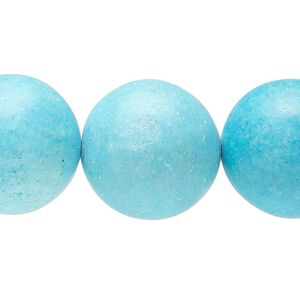 Bead, "turquoise" (resin) (imitation), blue, 19-20mm round. Sold per 15-inch strand.