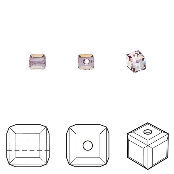 Bead 48pk dark rose, Crystal Passions® 4mm cube 5601 image number 0
