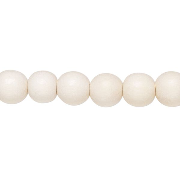 Bead 1pkg1, Taiwanese cheesewood (dyed / waxed), white, 7-8mm round, 15-1/2 to 16 inches. image number 0