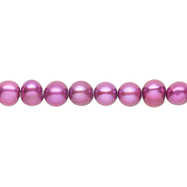 Pearl 1pkg1 cultured freshwater, 6-8mm semi-round with 0.4-0.6mm hole D grade, 14-inch dyed mulberry image number 0