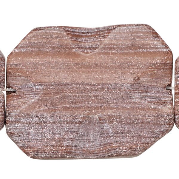 Redline marble 1pkg1, carved flat rectangle bead, 15 inch 42x28mm-44x32mm image number 0