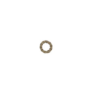 Jump ring, antique gold-plated brass, 6mm twisted round, 3.6mm inside diameter, 16 gauge. Sold per pkg of 500.