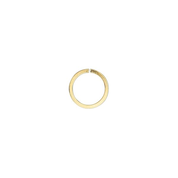 Jump ring, gold-plated brass, 10mm round square wire, 8mm inside diameter, 18 gauge. Sold per pkg of 50. image number 0