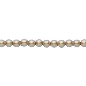 Bead, Czech pearl-coated glass druk, opaque iridescent hazelnut, 4mm round. Sold per 15-1/2" to 16" strand.