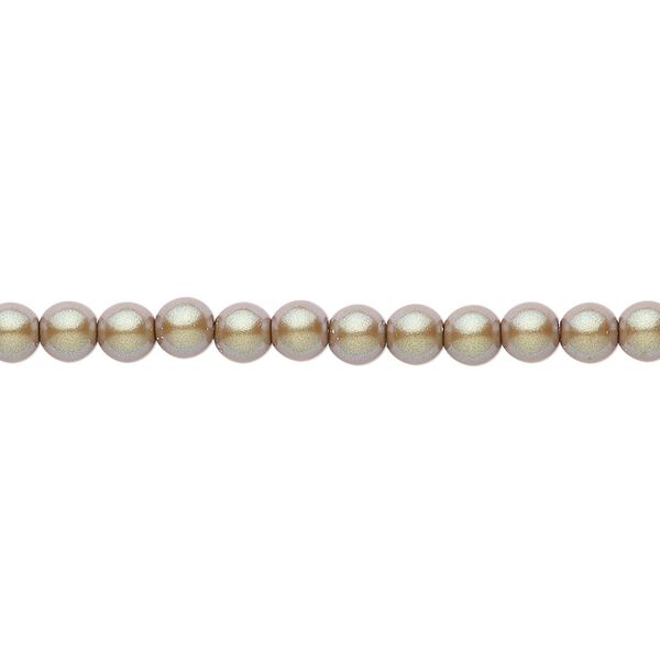 Bead, Czech pearl-coated glass druk, opaque iridescent hazelnut, 4mm round. Sold per 15-1/2" to 16" strand. image number 0