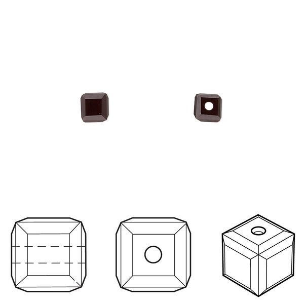 Bead 12pk garnet, Crystal Passions® 4mm cube 5601 image number 0