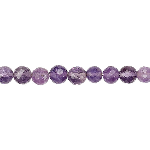 Amethyst 1pkg1, hand-cut faceted round bead natural 8 inch 5-6mm image number 0