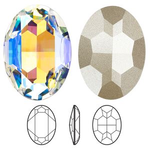 Fancy stone 1pk crystal glacier blue, Crystal Passions® 30x22mm oval 4127