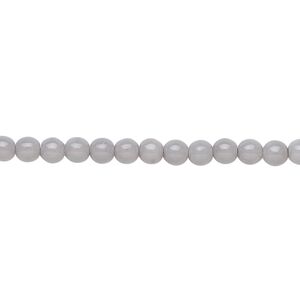 Bead, Czech dipped décor glass druk, opaque blue grey, 4mm round. Sold per 15-1/2" to 16" strand.