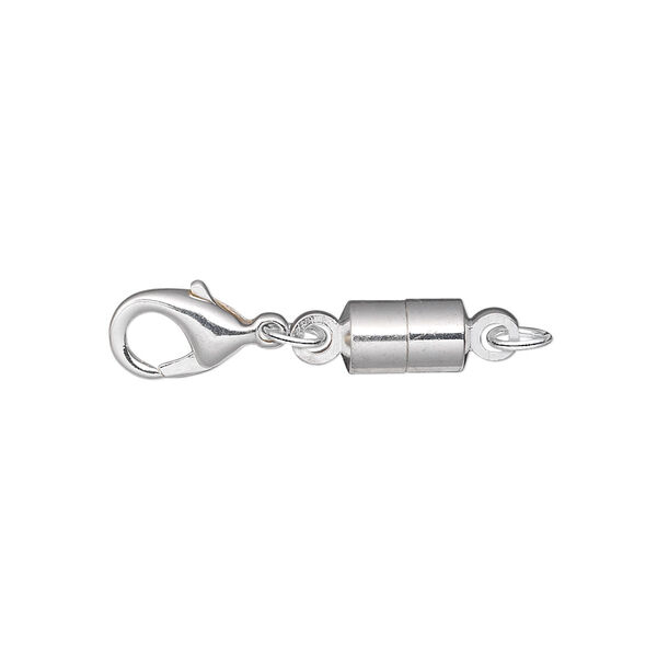 Clasp converter, magnetic, Magna Clasp™, silver-plated brass, 25x6mm. Sold per pkg of 12. image number 0