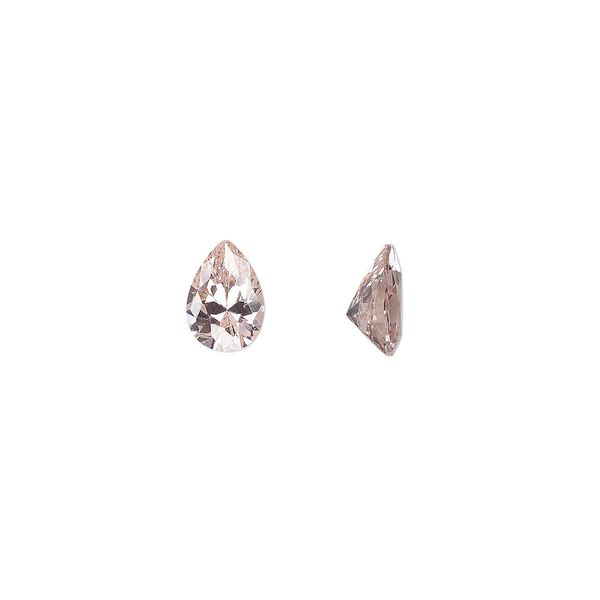 Gem, cubic zirconia, sapphire rose, 7x5mm faceted pear, Mohs hardness 8-1/2. Sold per pkg of 2. image number 0