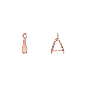 Bail, ice-pick, red bronze, 9x2mm teardrop, 5mm grip length. Sold per pkg of 4.