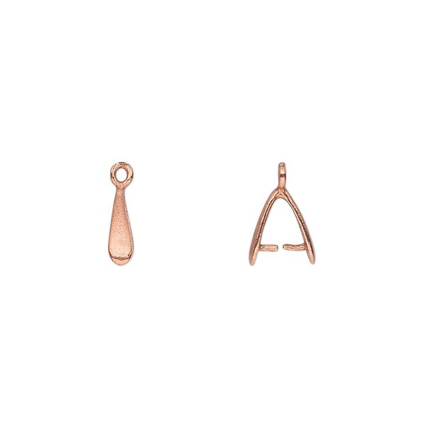 Bail, ice-pick, red bronze, 9x2mm teardrop, 5mm grip length. Sold per pkg of 4. image number 0