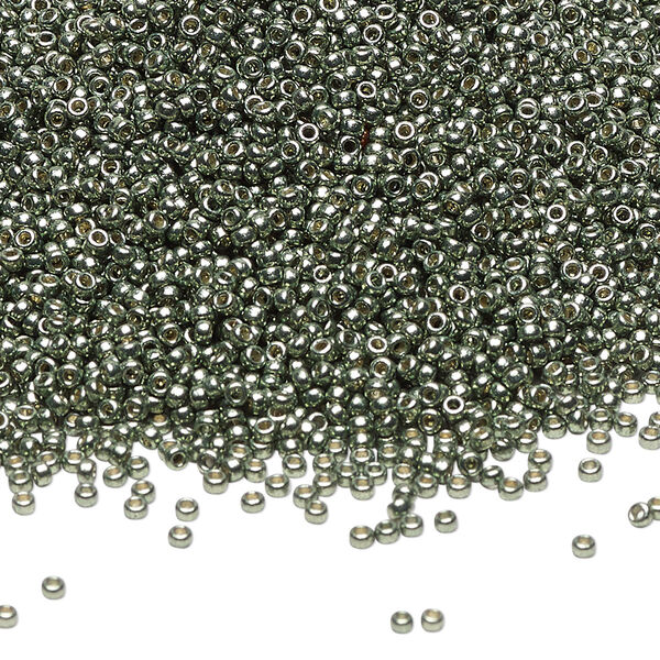Seed bead, Miyuki, glass, pkg/250g, #15 rocaille, Duracoat® opaque galvanized sea green, (RR-4215). image number 0