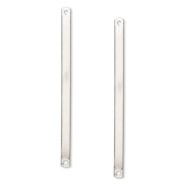 Link, sterling silver, 38x2mm smooth bar. Sold per pkg of 2. image number 0
