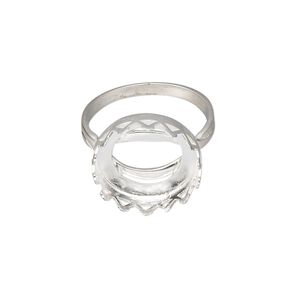 Ring, sterling silver, 15mm wide with 14mm round cabochon bezel setting, size 7. Sold individually.