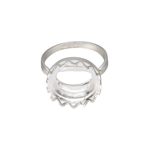 Ring, sterling silver, 15mm wide with 14mm round cabochon bezel setting, size 7. Sold individually. image number 0