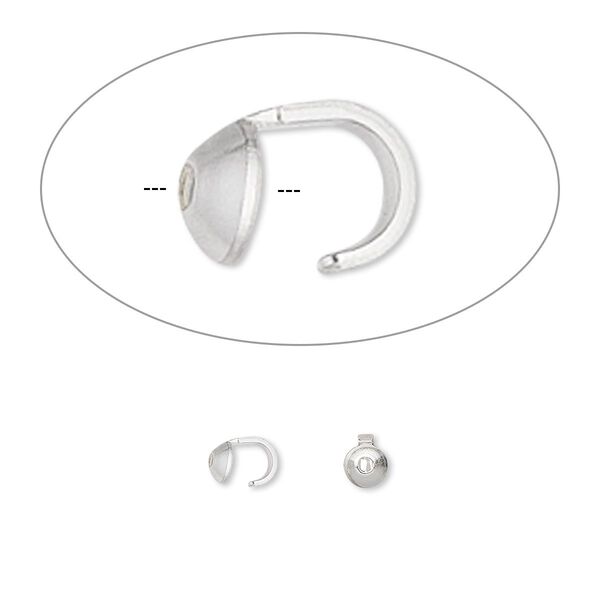 Bead tip, sterling silver, 5x3mm. Sold per pkg of 10. image number 0