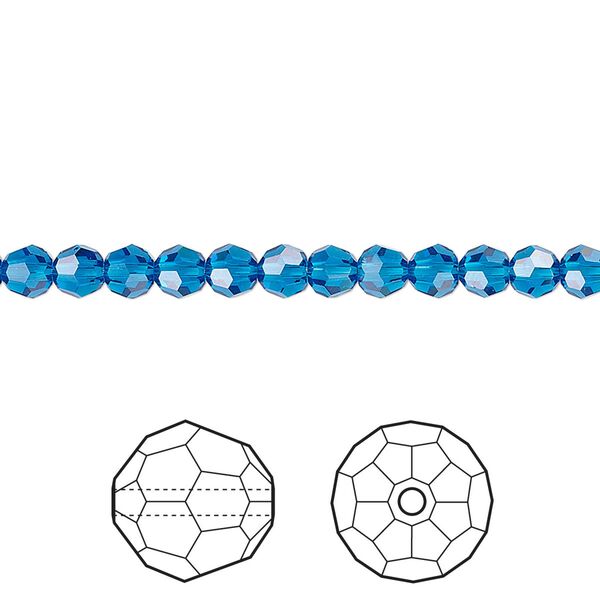 Bead 12pk Capri blue, Crystal Passions® 4mm round 5000 image number 0