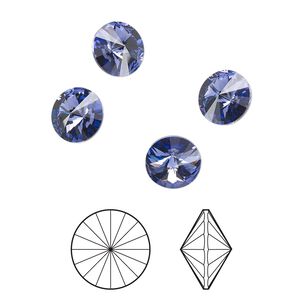 Chaton 8pk tanzanite foil back, Crystal Passions® 8.16-8.41mm rivoli SS39 1122