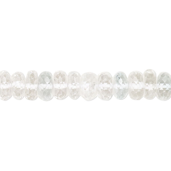 Bead, white topaz and sky blue topaz (natural / irradiated), light, 7x3mm-8x4mm hand-cut micro-faceted rondelle with 0.4-1.4mm hole, B- grade, Mohs hardness 8. Sold per 8-inch strand. image number 0