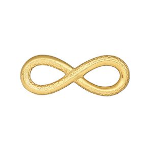 Focal, TierraCast®, gold-plated pewter (tin-based alloy), 32x12mm two-sided textured and smooth infinity with cutouts. Sold per pkg of 10.