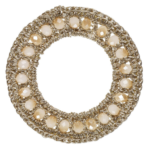 Focal, glass / nylon / steel, gold, 48mm open round. Sold per pkg of 2. image number 0