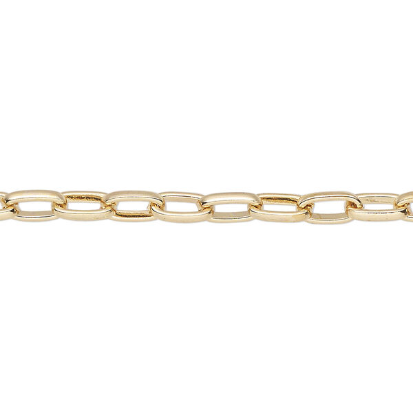Chain, gold-finished steel, 4mm paperclip. Sold per pkg of 5 feet. image number 0