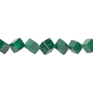 Malachite 1pkg1, diagonally drilled cube bead natural 8 inch 6mm