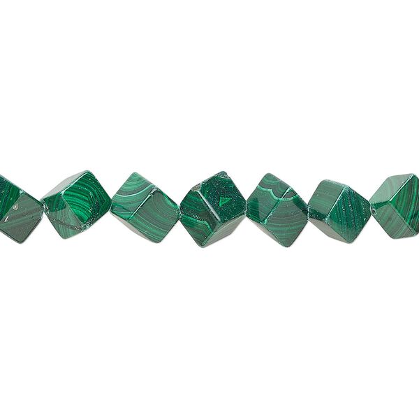 Malachite 1pkg1, diagonally drilled cube bead natural 8 inch 6mm image number 0