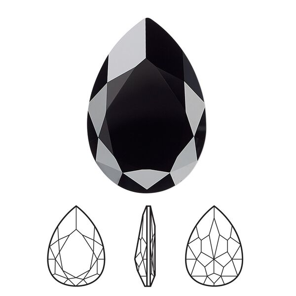 Fancy stone 1pk jet, Crystal Passions® 30x20mm pear 4327 image number 0