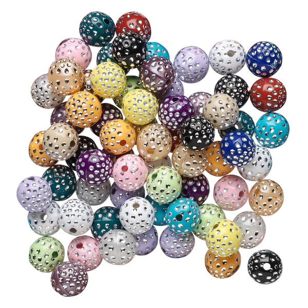 Bead mix, acrylic, mixed colors, 10mm round. Sold per 75-gram pkg, approximately 150-160 beads. image number 1