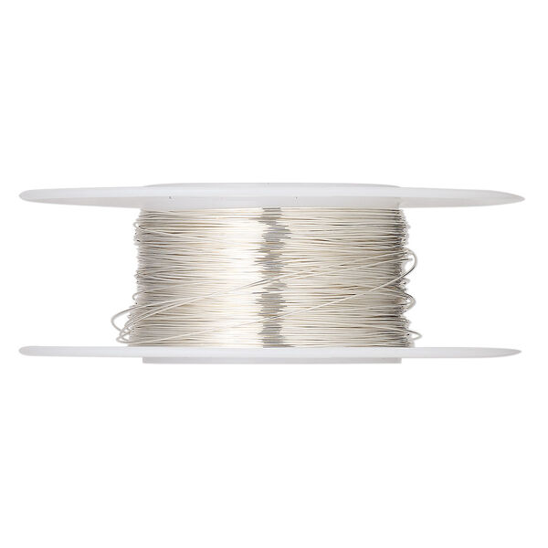 Wire, sterling silver, dead-soft, round, 30 gauge. Sold per 1/4 ounce spool, approximately 45 feet. image number 0
