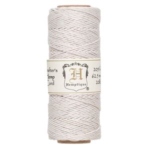 Cord, Hemptique®, polished hemp, white, 1mm diameter, 20-pound test. Sold per 205-foot spool.