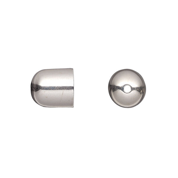 Cord end, JBB Findings, antiqued sterling silver, 10.5x9.5mm smooth round tube, 8mm inside diameter. Sold per pkg of 2. image number 0